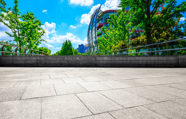 istock Shanghai square pavement and urban architecture landscape in summer 1212682565