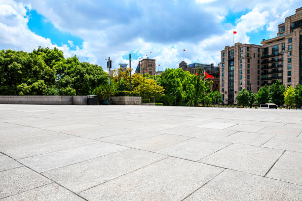 istock Shanghai square pavement and urban architecture landscape in summer 1212682720