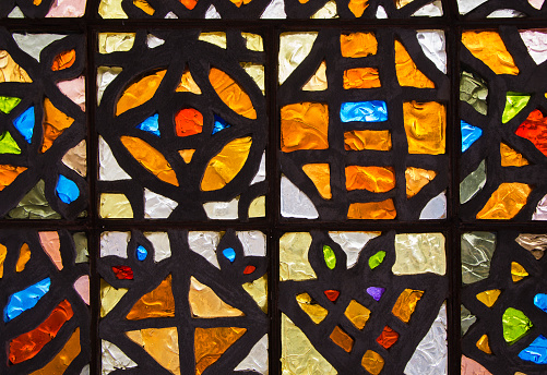 Window stained glass with multi colored glass