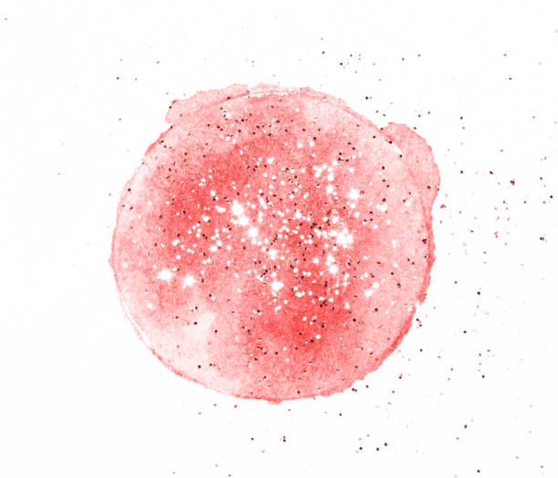 istock Golden glitter on abstract round pink watercolor splash on white 1212684857