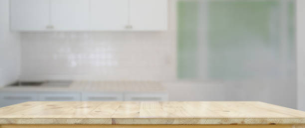 istock Close up view of empty counter in kitchen room 1212686787