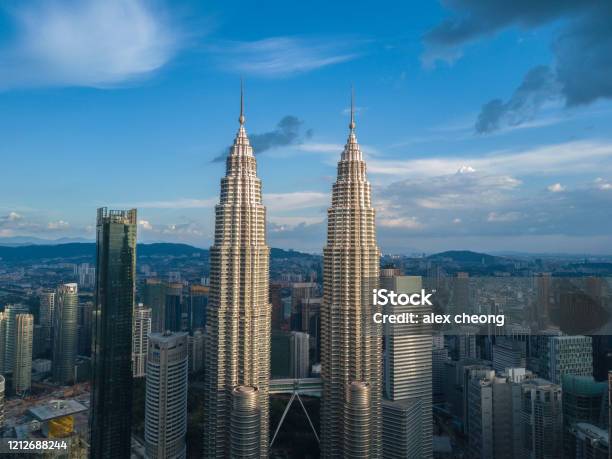 Klcc Tower Stock Photo - Download Image Now - Kuala Lumpur, Drone Point of View, Architecture