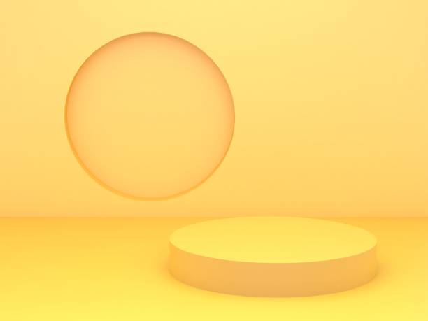 istock 3D Render of Abstract Yellow Composition with Podium 1212689217