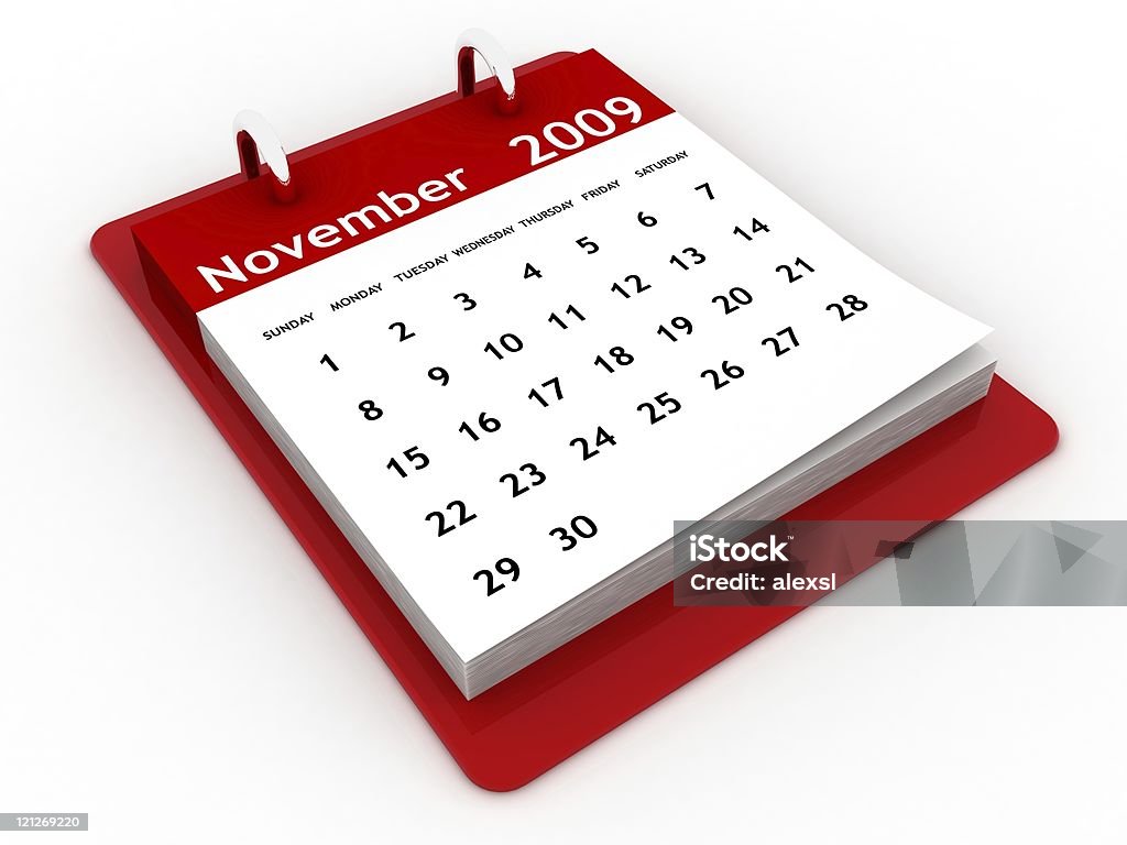 Série de Novembro de 2009-calendário - Royalty-free Calendário Foto de stock