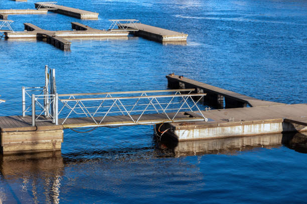 There are many pontoon bridges in the river,a passage is across them.