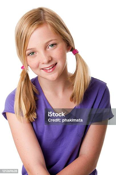 Feliz Engraçada Adolescente Menina - Fotografias de stock e mais imagens de Cabelo Louro - Cabelo Louro, Cachos, Adolescente
