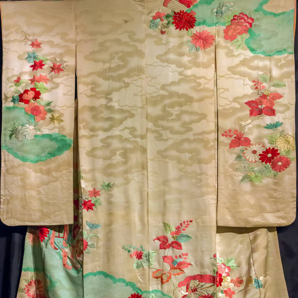 Japanese engraving traditional square Ancient background & grunge Japan pattern vintage flowers print Peony japanese textile kimono fabric silk. pattern seamless art Japanese traditional square Ancient background Asian culture. kimono stock pictures, royalty-free photos & images