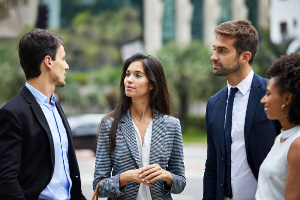 istock Business colleagues discussing strategy in city 1212703618