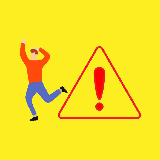 istock A man runs. Attention sign sign in trendy flat design.eps 1212703651