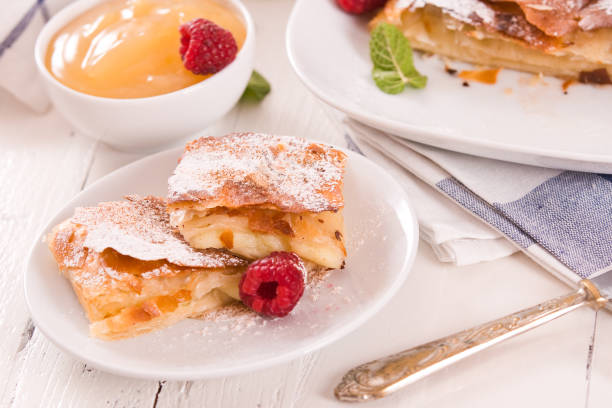 istock Bougatsa - Greek puff pastry with cream. 1212705228
