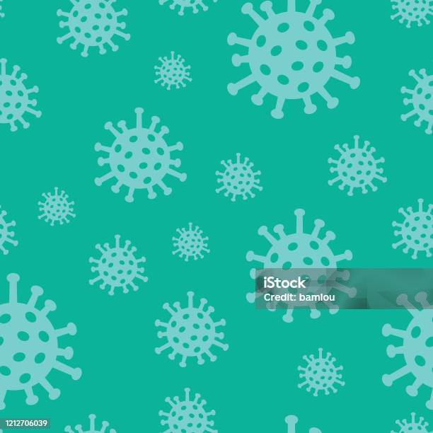 Seamless Pattern Background Of Coronavirus Icon Stock Illustration - Download Image Now - COVID-19, Backgrounds, Virus
