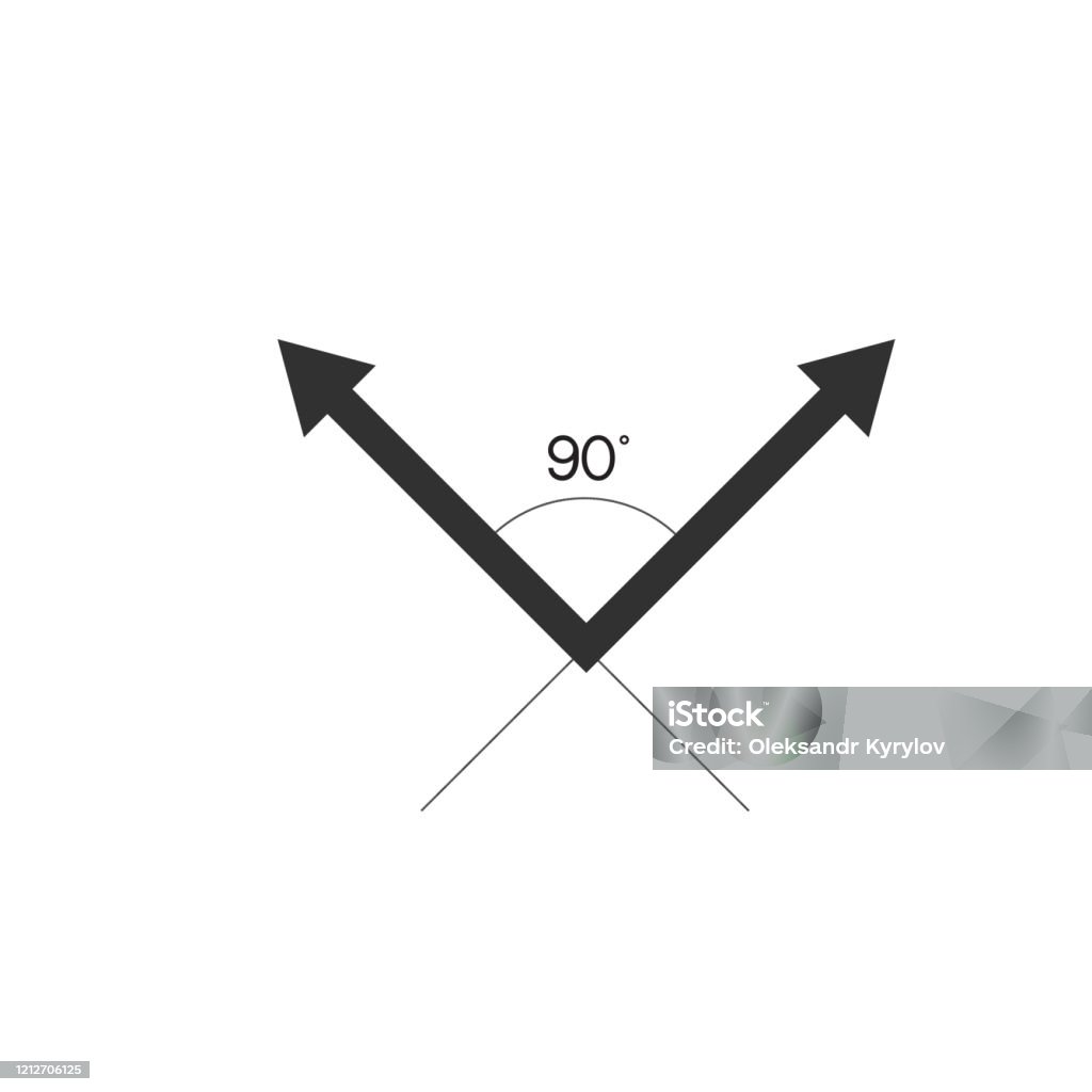 90 Degrees Angle With Arrows Stock Vector Illustration Isolated On