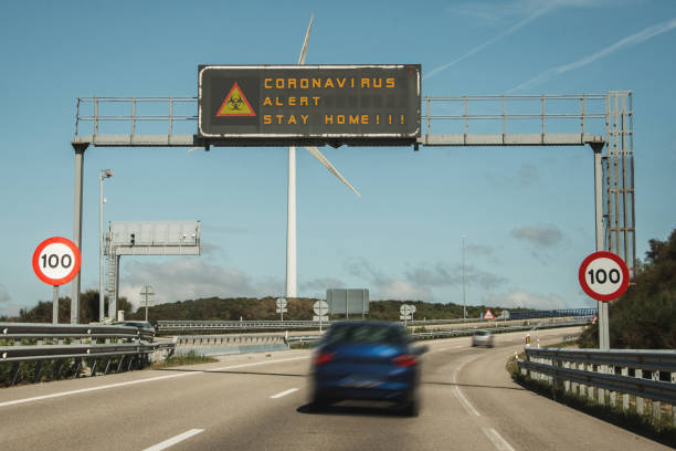istock Coronavirus alert in a highway 1212709636