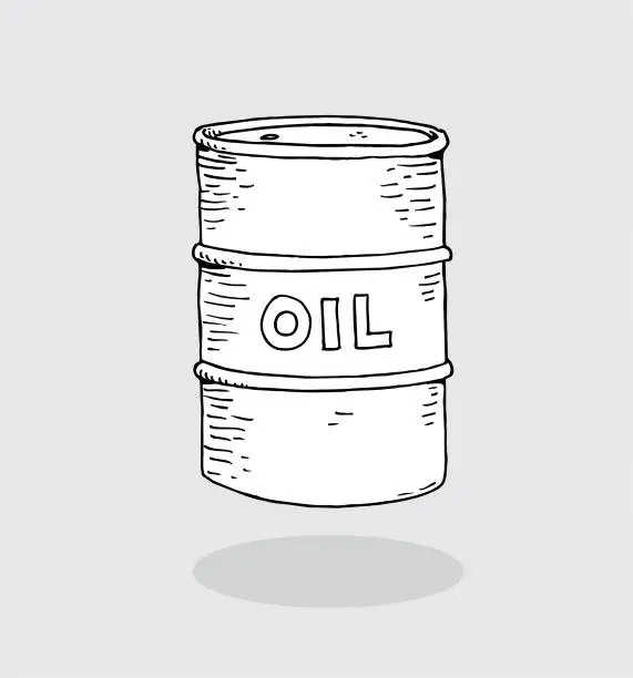 Vector illustration of Hand drawn oil barrel