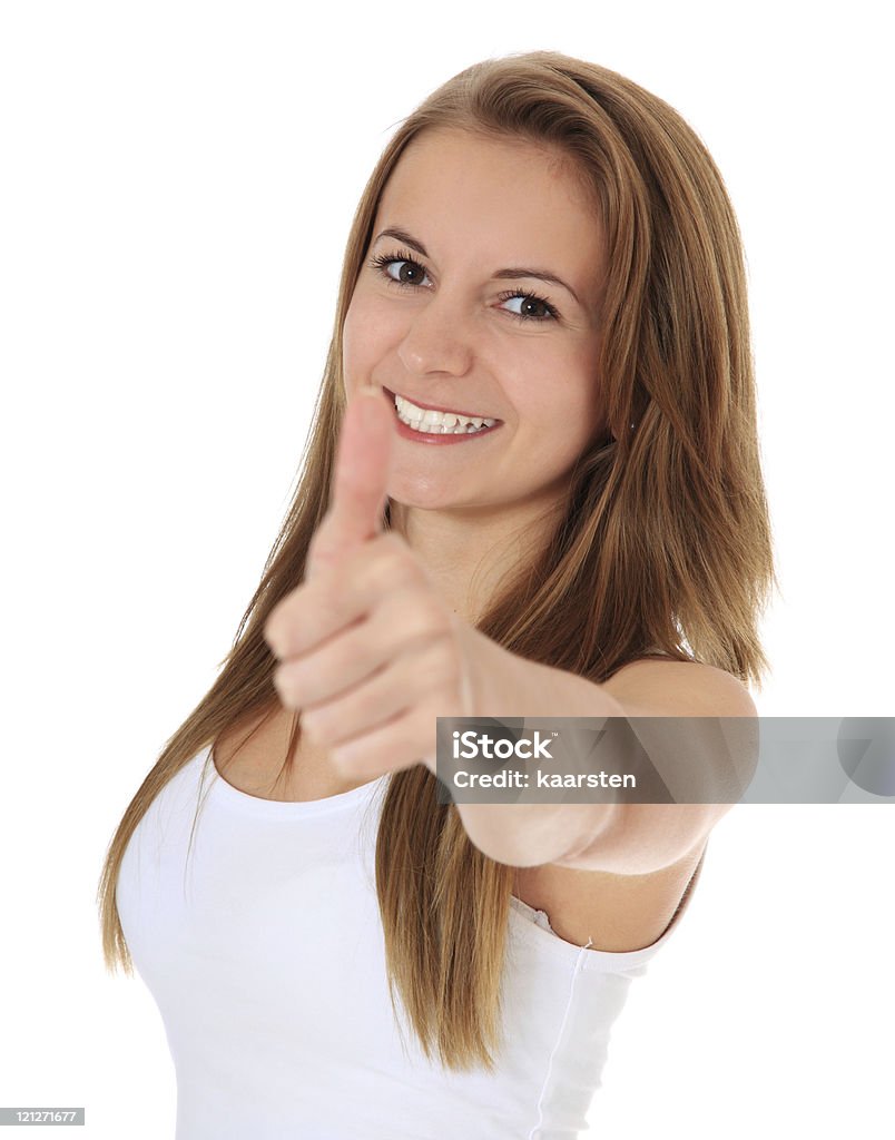 魅力的な女性を示す親指を立てる - 1人のロイヤリティフリーストックフォト