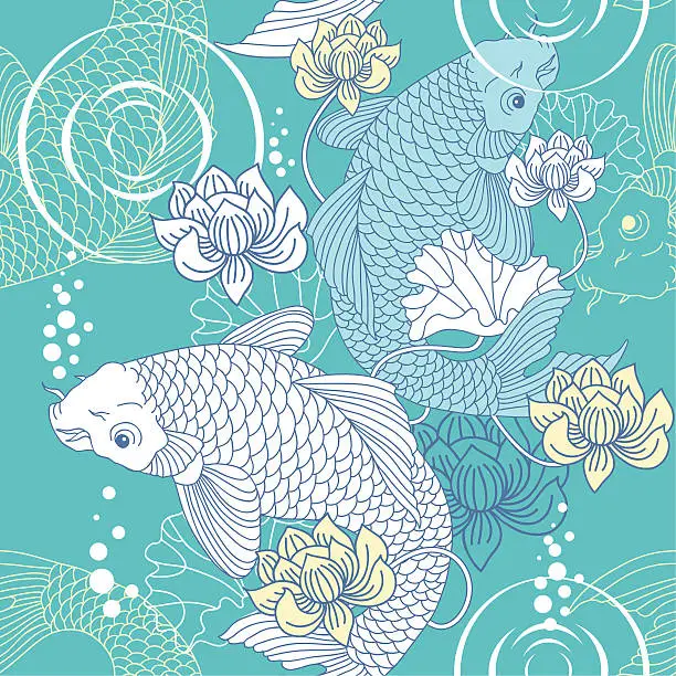 Vector illustration of Koi carp background