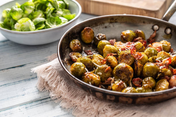 istock Fried brussels sprout with roasted bacon and parmesan cheese 1212720050