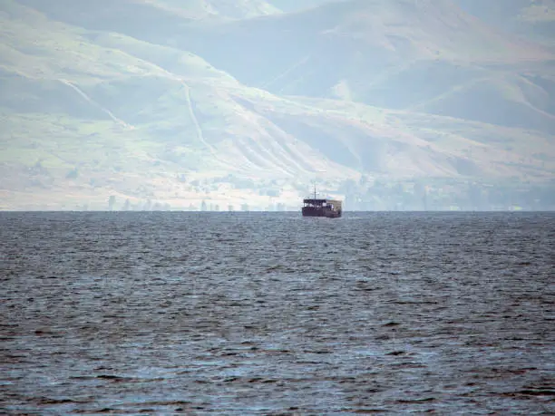 Photo of Biblical boat replica at Sea of Galilee, Israel