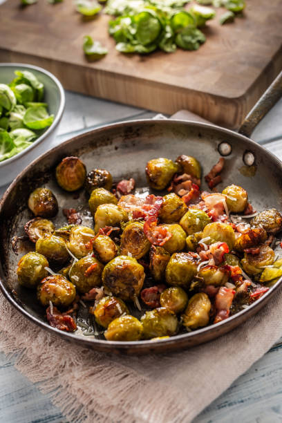 istock Fried brussels sprout with roasted bacon and parmesan cheese 1212721040