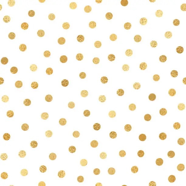 Vector illustration of Gold Foil Confetti Seamless Pattern Background. Geometric abstract vector pattern tile. Repeating banner design metallic golden texture for cards, party invitation, packaging, surface design.