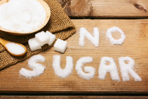istock No sugar text on sugar and bowl on  wooden background 1212721921