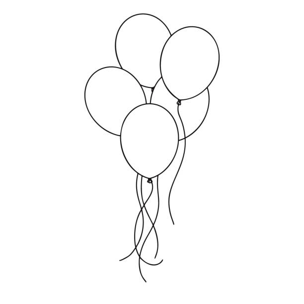 Different balloons. Inflatable balls on a string. Vector illustration in sketch style Different balloons. Inflatable balls on a string. Vector illustration in sketch style balloon drawings stock illustrations