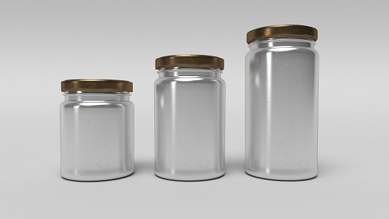 3d render of Set of Glass Jars for canning and preserving