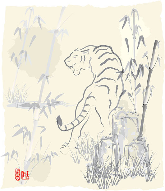 Tigre de la peinture à l'encre de chine - Illustration vectorielle