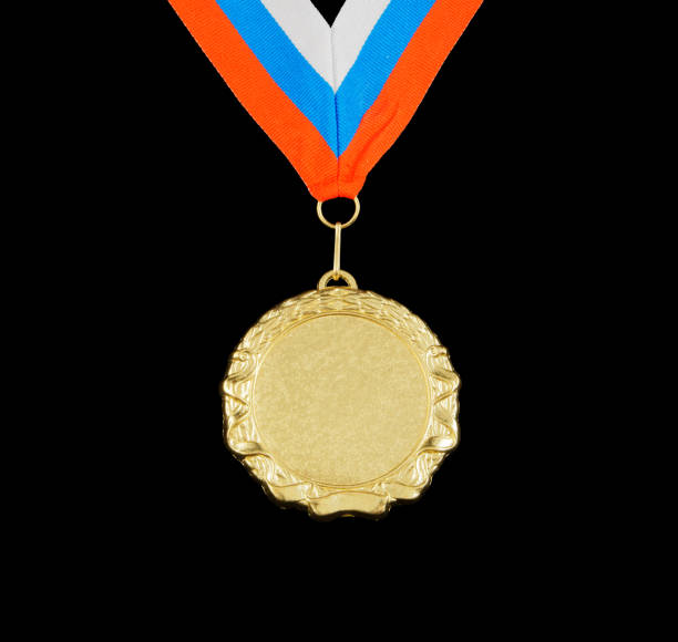 istock Gold medal with ribbon isolated 1212727593
