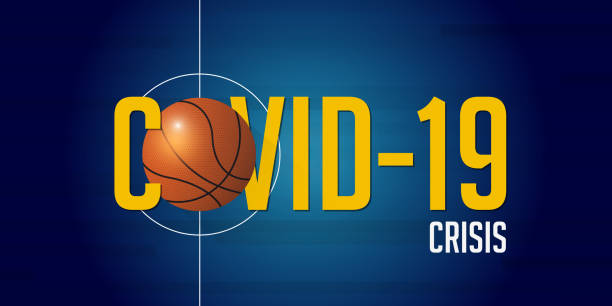 Coronavirus or covid-19 banner in basketball crisis concept. Banner template design for headline news. The impact of Sars disease, coronaviruses on sports. Vector Coronavirus or covid-19 banner in basketball crisis concept. Banner template design for headline news. The impact of Sars disease, coronaviruses on sports. Vector illustration. basketball crowd stock illustrations