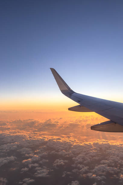 istock The airplane flew over the clouds 1212733376