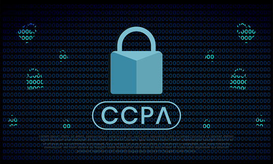 California Consumer Privacy Act (CCPA) symbol with lock illustration for editorial and websites