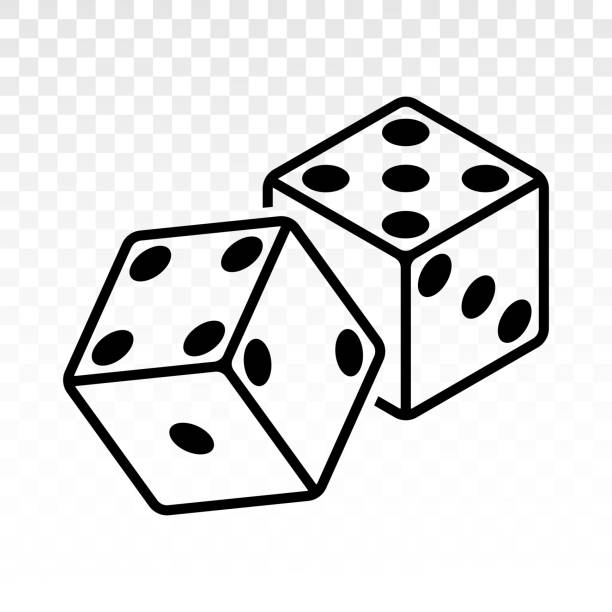Pair of dice to stake or gambling with craps line art vector icon for casino apps and websites. Pair of dice to stake or gambling with craps line art vector icon for casino apps and websites cube shape illustrations stock illustrations