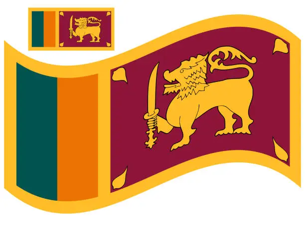 Vector illustration of Waving flag of Sri Lanka, Vector illustration eps 10.