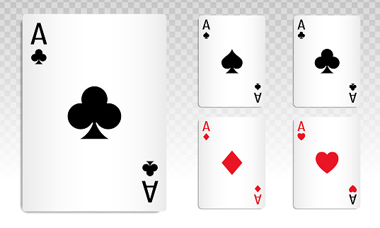 Play poker card ace with a transparent background