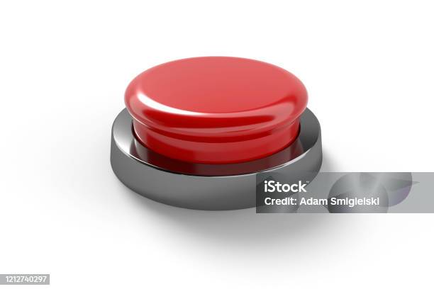 Red Button Isolated On White Stock Photo - Download Image Now - Push Button,  Red, Start Button - iStock