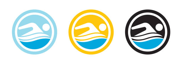 응용 프로그램 또는 웹 사이트에 대한 수영 / 수영 선수권 대회 아이콘. - 접영 stock illustrations