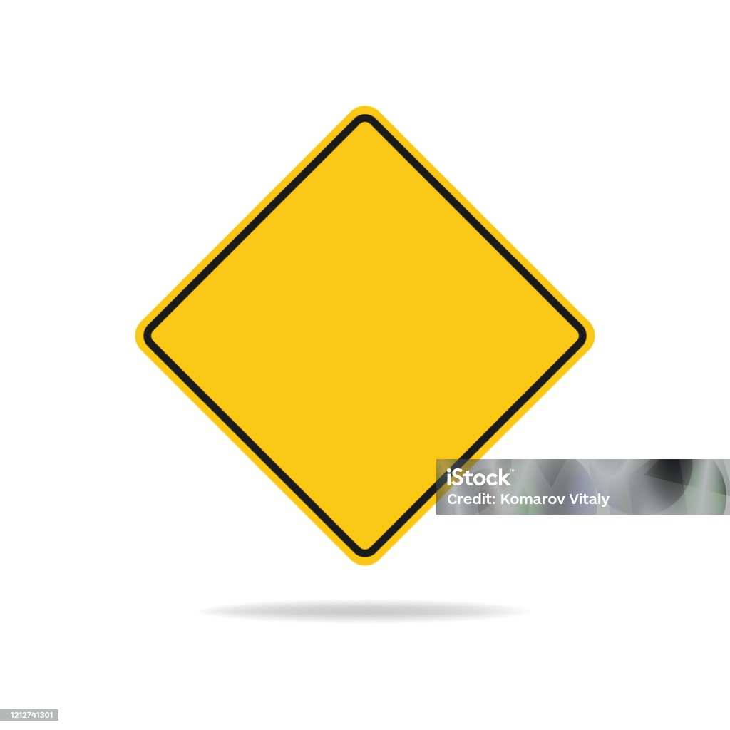 Vector Illustration Of A Blank Square Warning Sign Is On A White ...