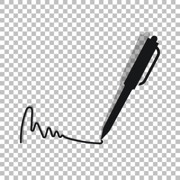 Pen and ink for signature icon Pen and ink for signature icon pen fountain pen writing isolated stock illustrations