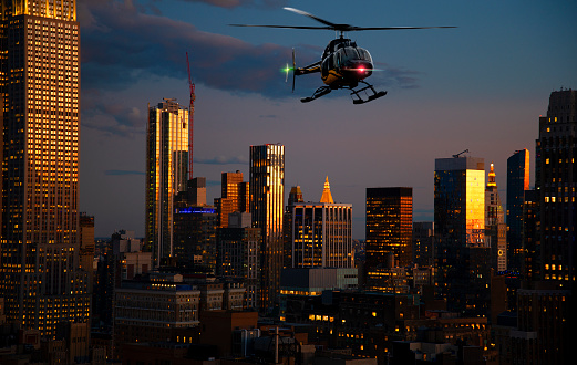 Helicopter tour over Manhattan at night