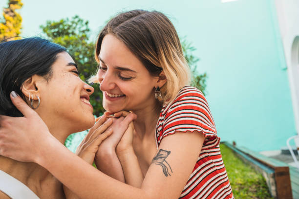 istock Loving lesbian couple having a date. 1212742224
