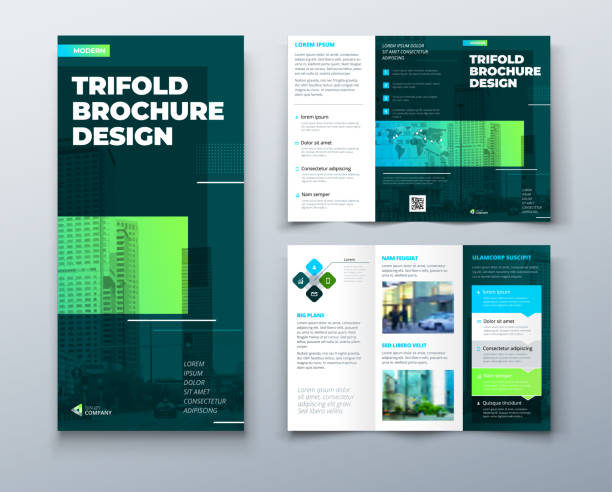 Tri fold brochure design with line shapes, corporate business template for tri fold flyer. Creative concept folded flyer or brochure. Tri fold brochure design with line shapes, corporate business template for tri fold flyer. Creative concept folded flyer or brochure energy conservation posters drawing stock illustrations