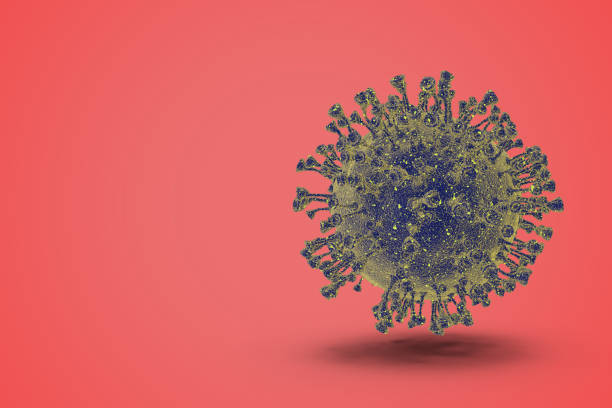 istock 3D illustration COVID-19 on red isolated background. 1212744366