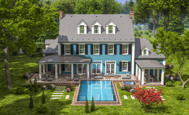 istock 3d rendering of modern classic house in colonial style 1212745123
