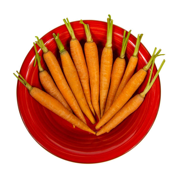 istock small carrots on a plate isolated on white background 1212745164