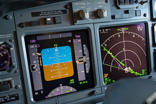 Instrument flight displays on a modern 4th generation commercial aircraft