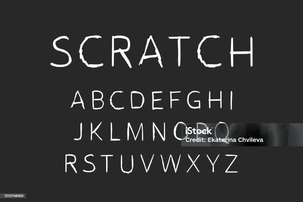 Scratch Hand Drawn Vector Type Font In Cartoon Comic Style Black White ...