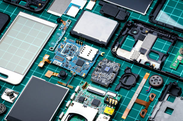 istock Neatly laid out mobile phone parts 1212750422