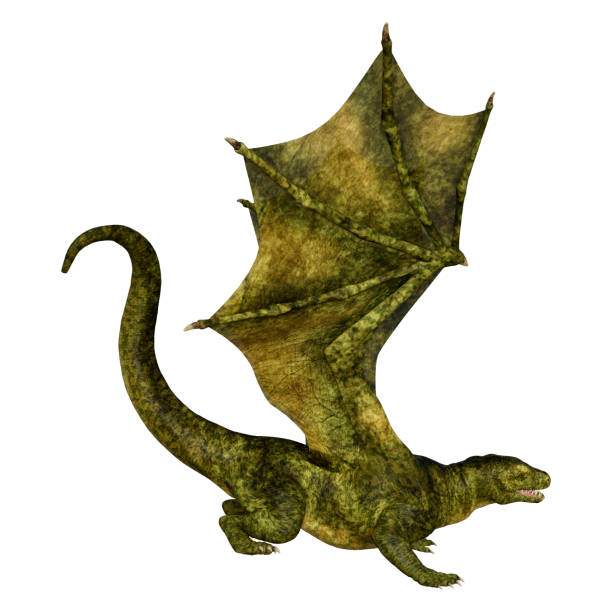 istock 3D illustration fantasy dragon on white 1212750849