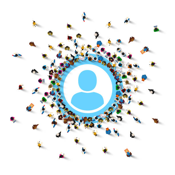 istock Person people stand in a circle on a white background. 1212750961